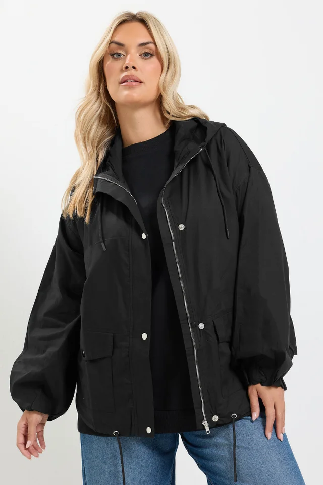 Yours Curve Black Utility Cotton Jacket