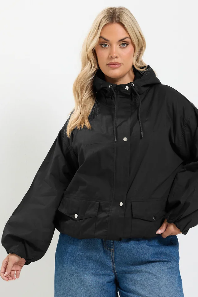 Yours Curve Black Utility Cotton Jacket