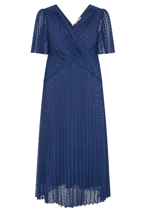 Yours London Curve Blue Pleated Wrap Maxi Dress - 22 Image 5