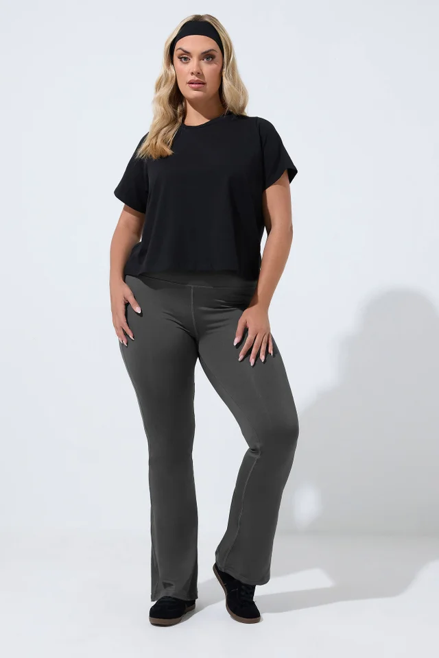 Yours Curve Grey Active Flared Leggings