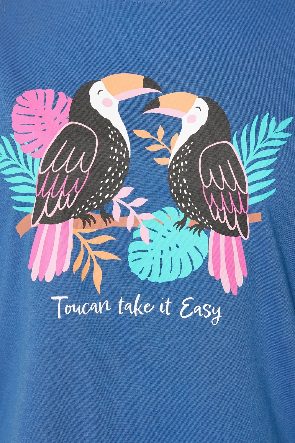 Yours Curve Blue 'Toucan Take It Easy' Slogan Wide Leg Pyjama Set - 10-12 Image 4