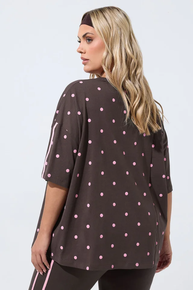 Yours Active Curve Chocolate Brown Polka Dot T-Shirt