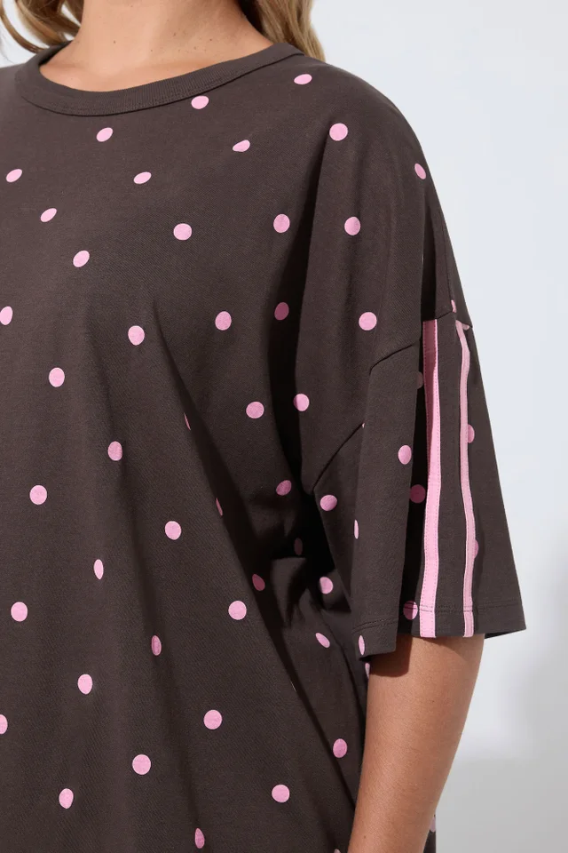 Yours Active Curve Chocolate Brown Polka Dot T-Shirt