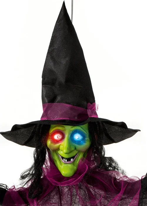 Premier Decorations Battery Operated Sensor Activated Hanging Witch with Lights and Sound - One Size Image 2