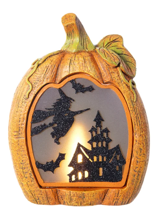 Premier Decorations Battery Operated Tabletop Halloween Pumpkin with LED Flame - One Size Image 1