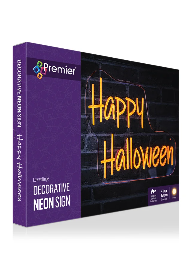 Premier Decorations LED Neon Happy Halloween Wall Sign