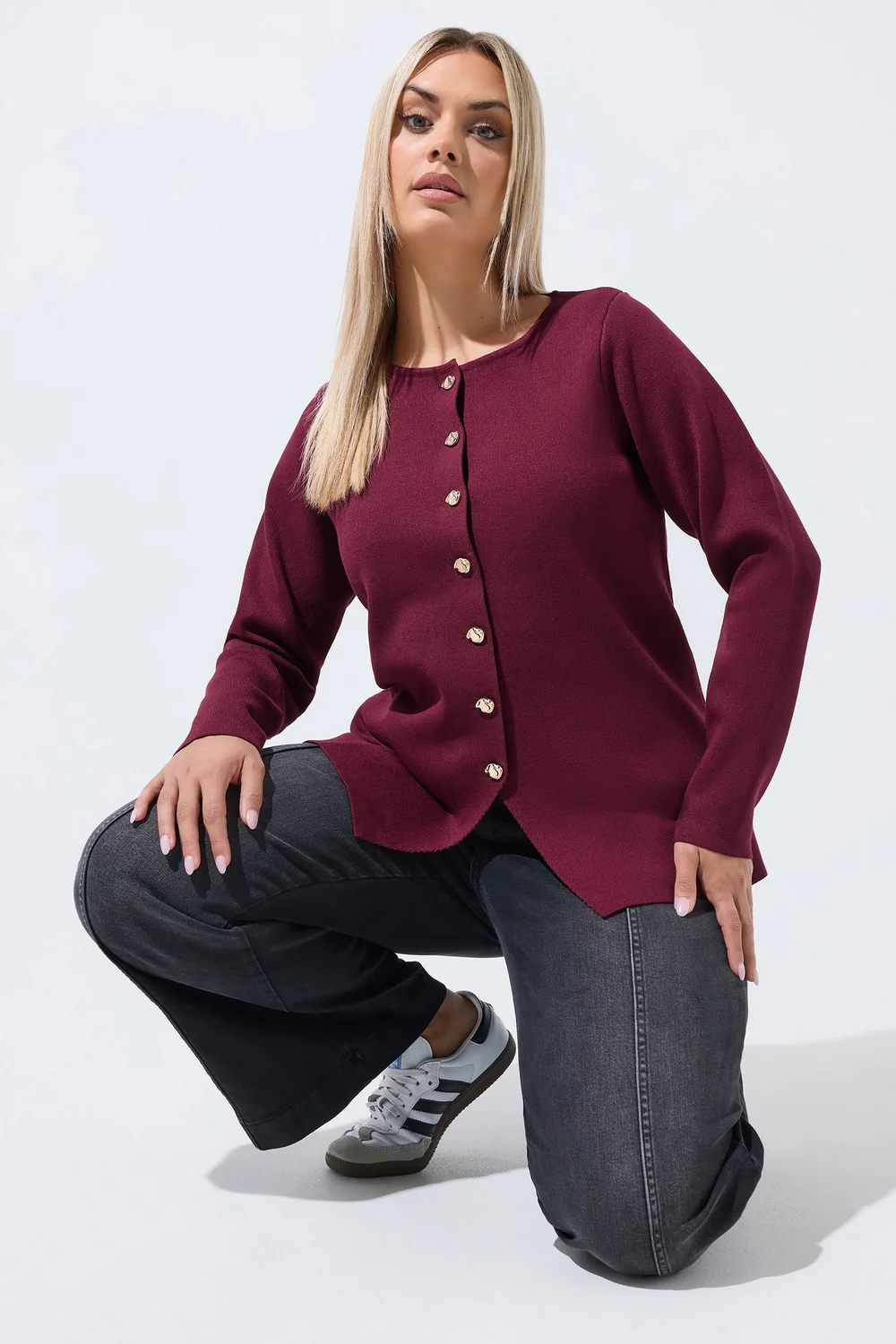 Yours Limited Curve Burgundy Red Compacted Knit Cardigan - 20 Image 1