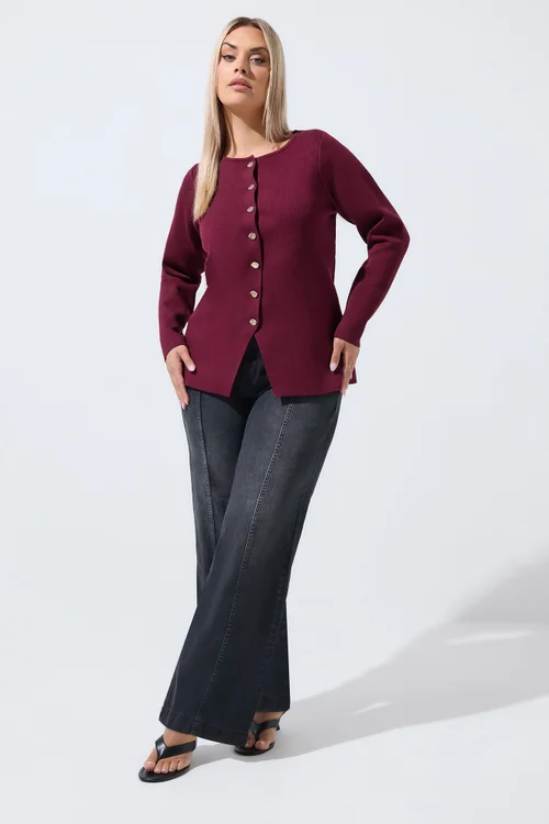 Yours Limited Curve Burgundy Red Compacted Knit Cardigan - 20 Image 4