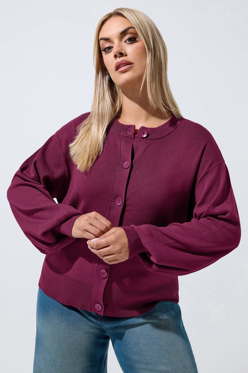 Yours Limited Curve Burgundy Red Cardigan - 26-28 Image 1
