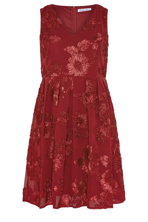 Yours London Curve Red Flower Applique Mini Dress - 16 Image 5