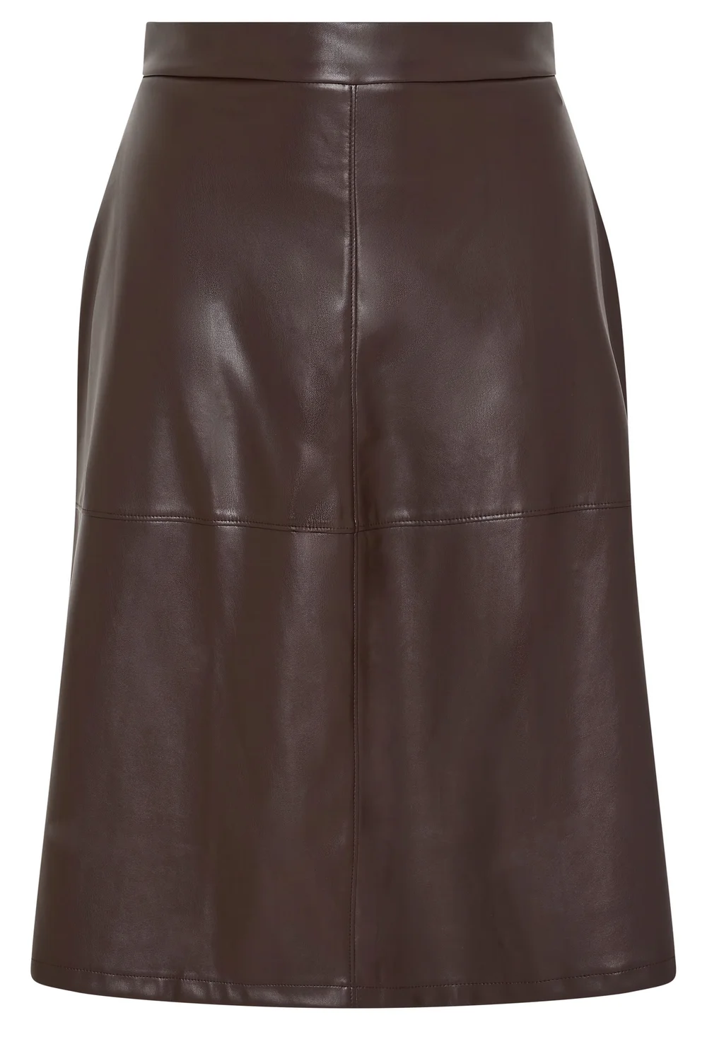 Yours London Curve Chocolate Brown Faux Leather Skirt - 10 Image 5