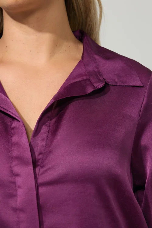 Yours London Curve Purple Satin Shirt - 30-32 Image 5