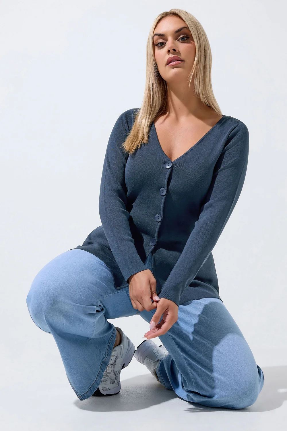 Yours Limited Curve Navy Blue Flare Hem Cardigan - 10-12 Image 1