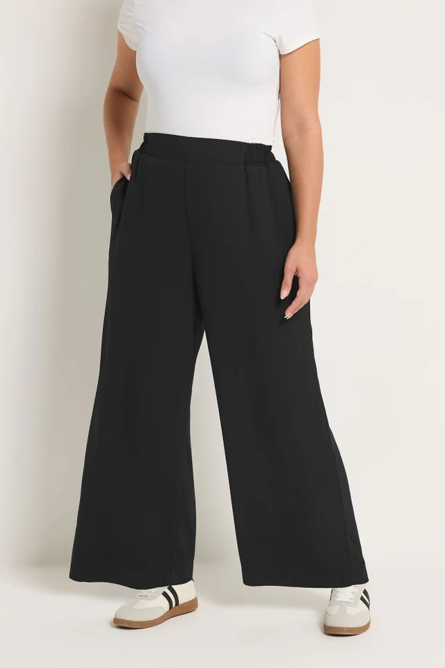 Yours Curve Black Elasticated Waist Trousers