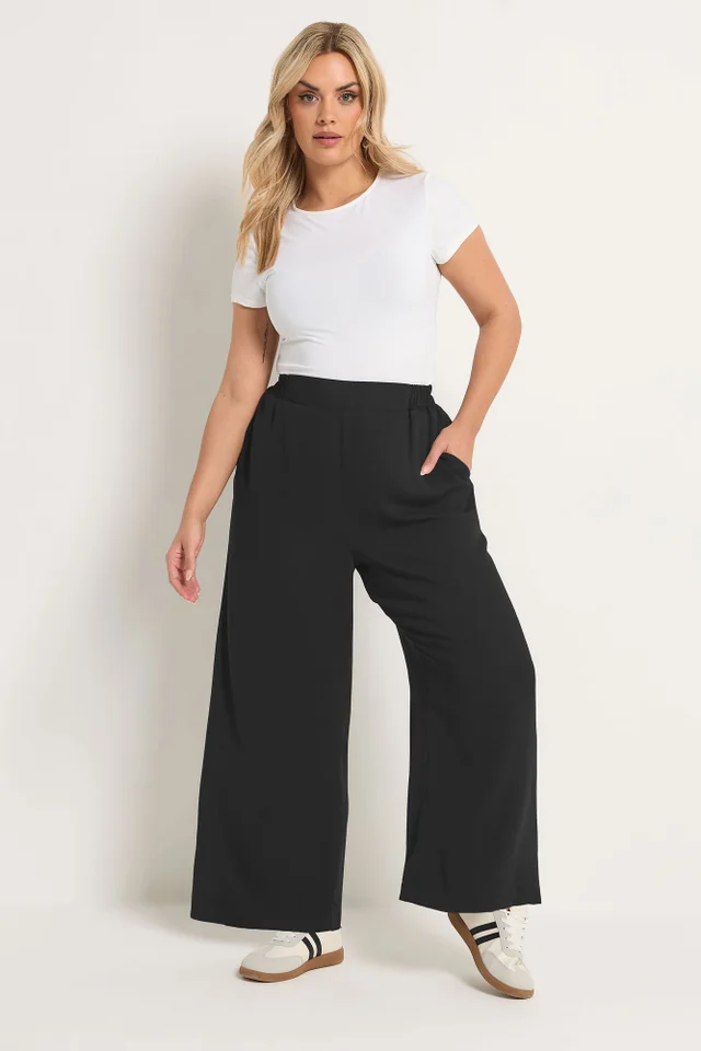 Yours Curve Black Elasticated Waist Trousers