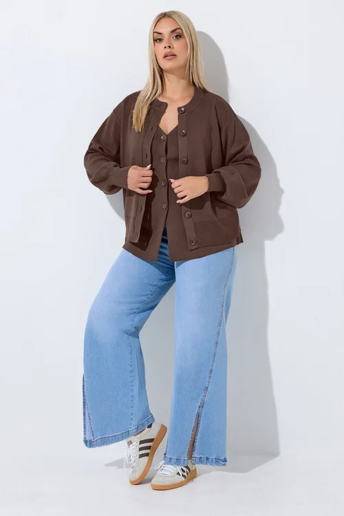 Yours Limited Curve Chocolate Brown Cardigan - 22-24 Image 5