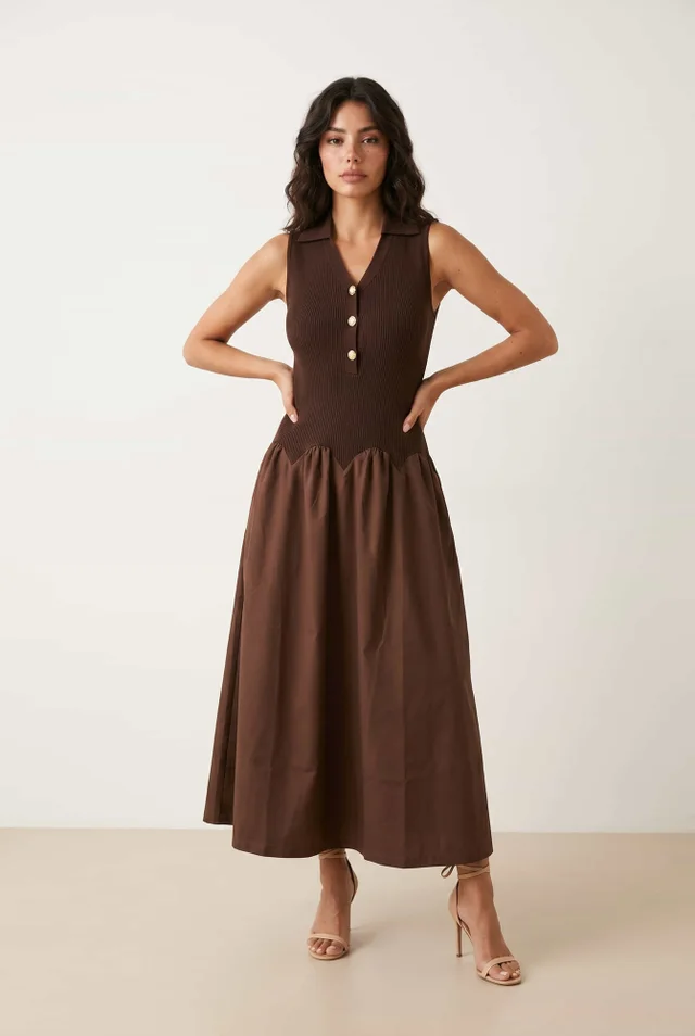 Style Cheat 2-in-1 Brown Knit Compact Dress