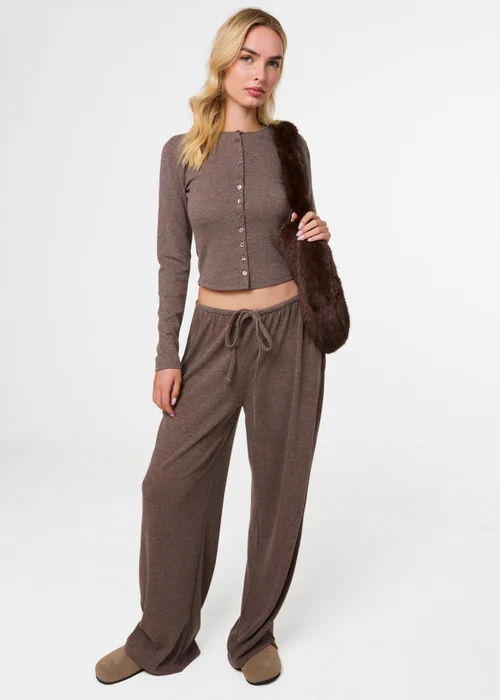 Pink Vanilla Beige Ribbed Button Up Cardigan - M Image 2
