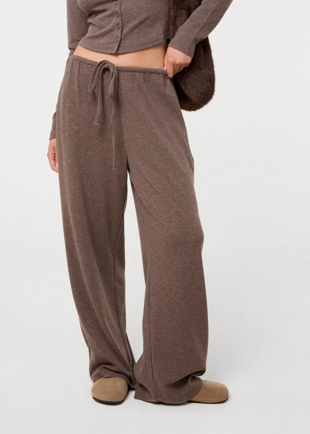 Pink Vanilla Beige Ribbed Drawstring Joggers - S Image 2