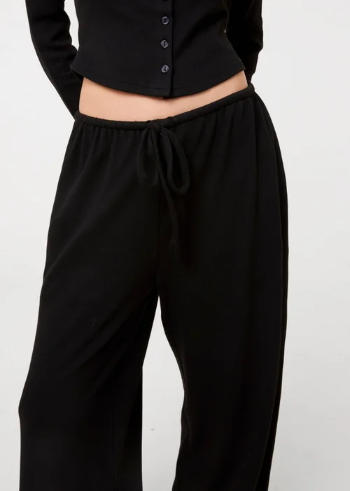 Pink Vanilla Black Ribbed Drawstring Joggers - M Image 3