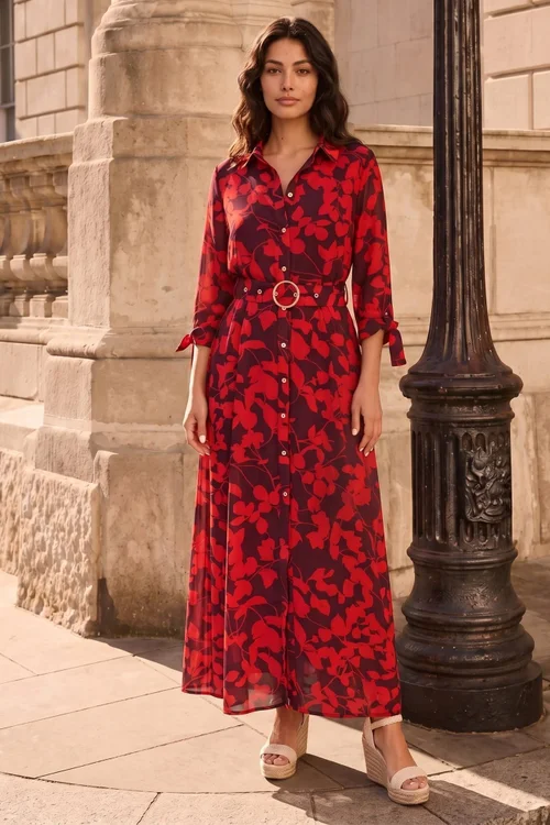 Style Cheat Daphne Belted Red Floral Maxi Dress - 14 Image 2