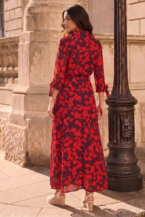 Style Cheat Daphne Belted Red Floral Maxi Dress - 14 Image 4