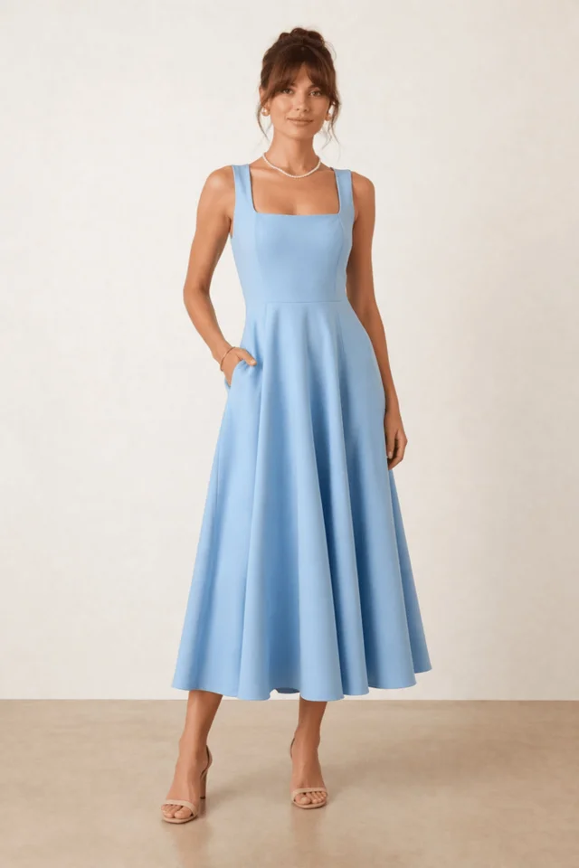 Stylecheat Fit & Flare Midi Dress In Blue