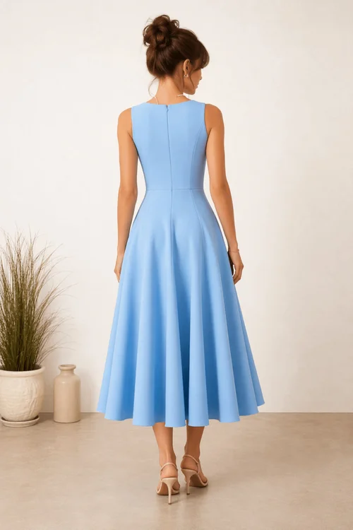 Stylecheat Fit & Flare Midi Dress In Blue - 8 Image 4