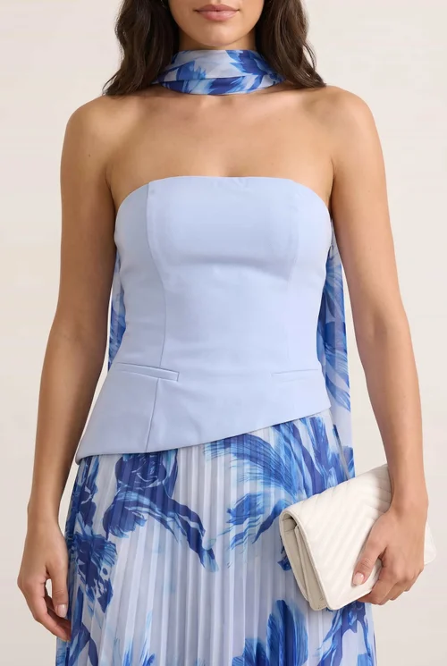 Style Cheat Floral Madelaine Bandeau Midi Dress in Blue - 10 Image 5