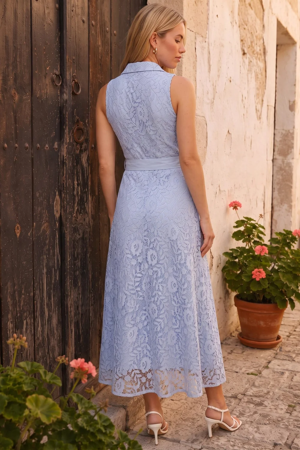 Style Cheat Blue Lace Sleeveless Maxi Dress - 14 Image 5