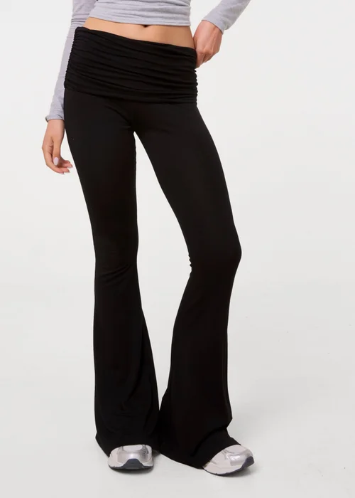 Pink Vanilla Black Fold Over Waist Lounge Flares - M Image 2