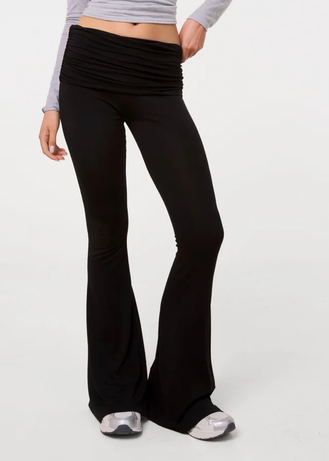 Pink Vanilla Black Fold Over Waist Lounge Flares