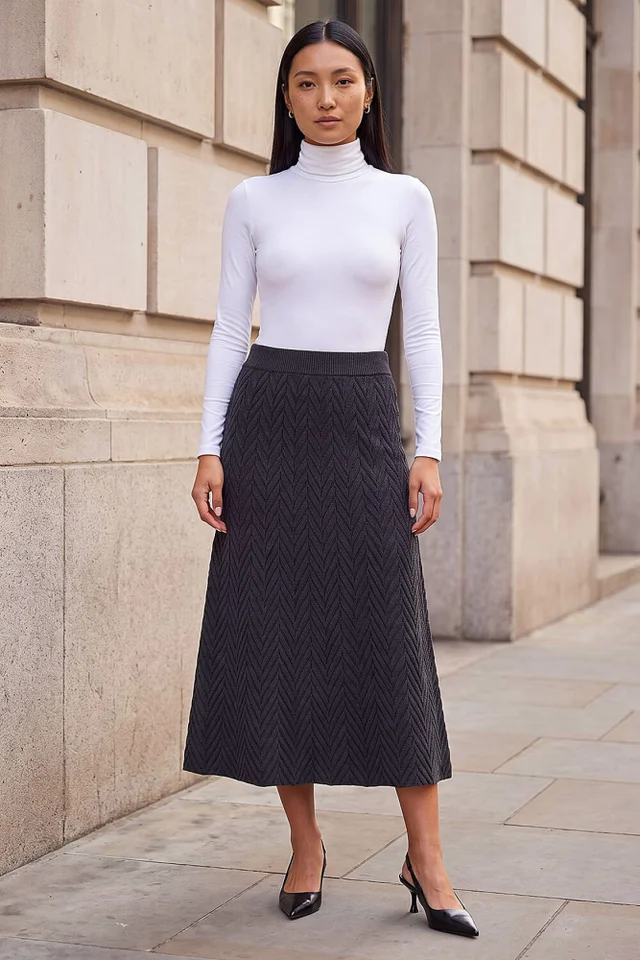 Roman Dark Grey Chevron Knit Aline