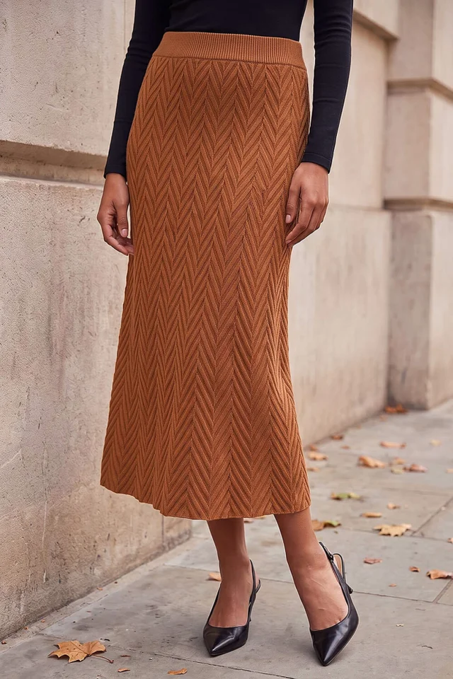 Roman Rust Chevron Knit Aline