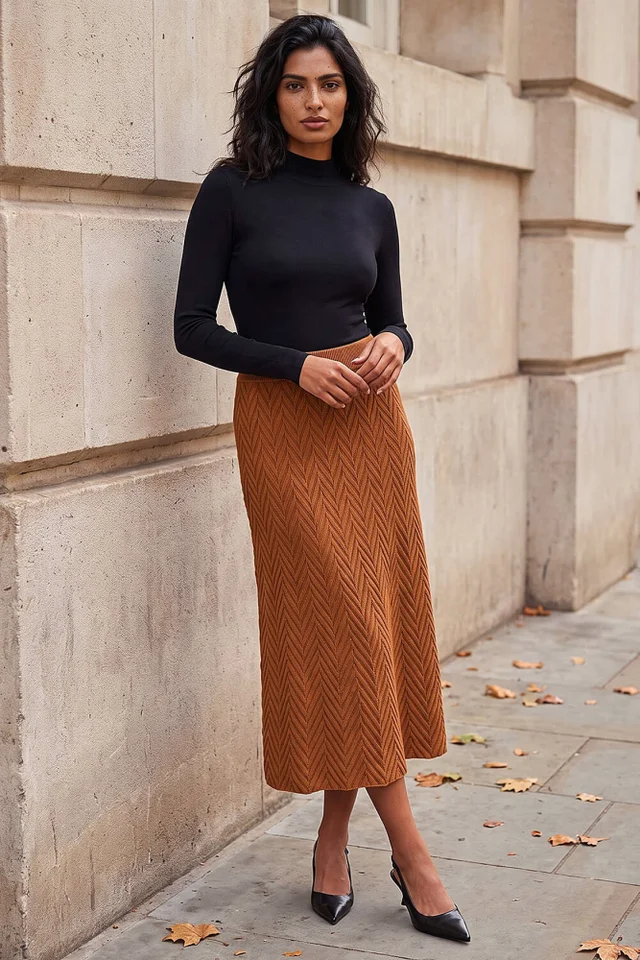 Roman Rust Chevron Knit Aline