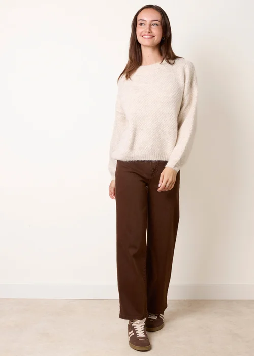 Blue Vanilla Beige Textured Knit Jumper - M/L Image 3