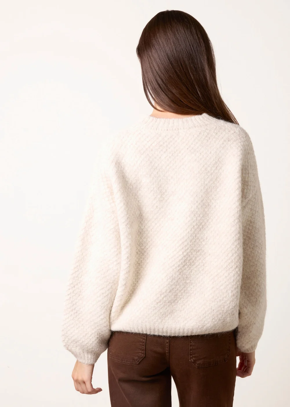 Blue Vanilla Beige Textured Knit Jumper - M/L Image 4