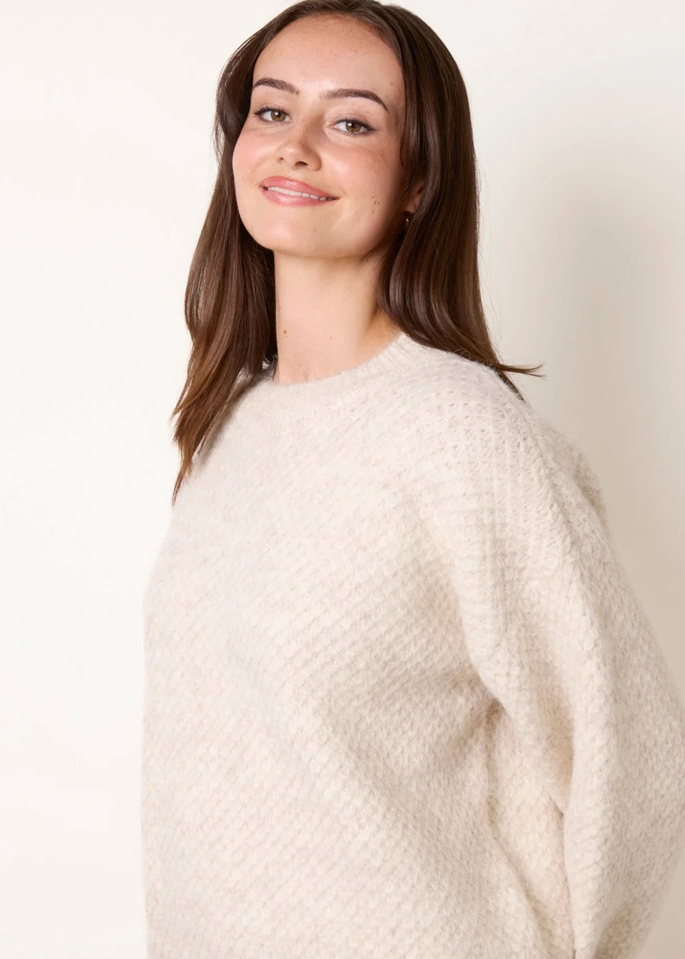 Blue Vanilla Beige Textured Knit Jumper - M/L Image 2