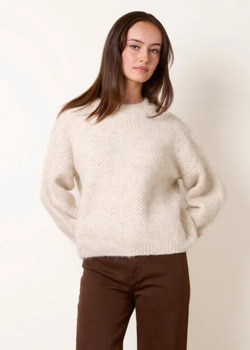 Blue Vanilla Beige Textured Knit Jumper - M/L Image 1