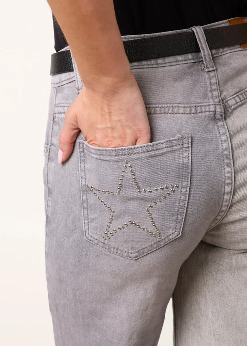 Blue Vanilla Grey Stud Star Pocket Wide Leg Jeans - XL Image 2