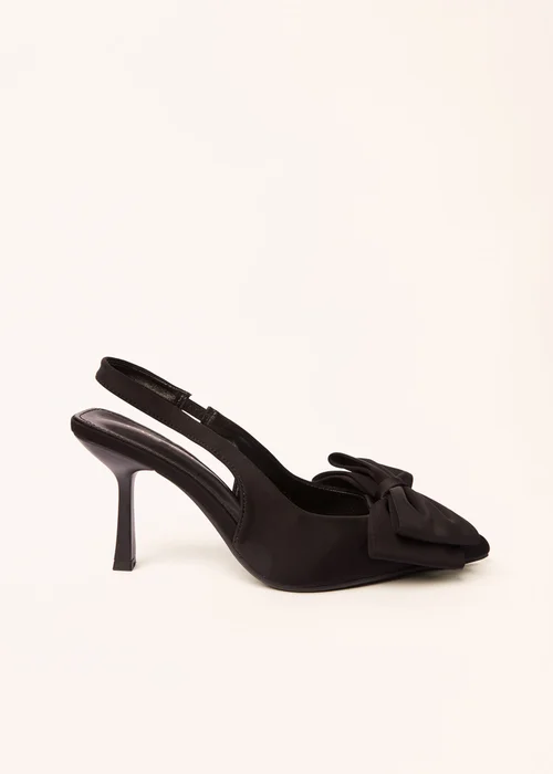 Blue Vanilla Black Bow Front Slingback Heels - 8 Image 5