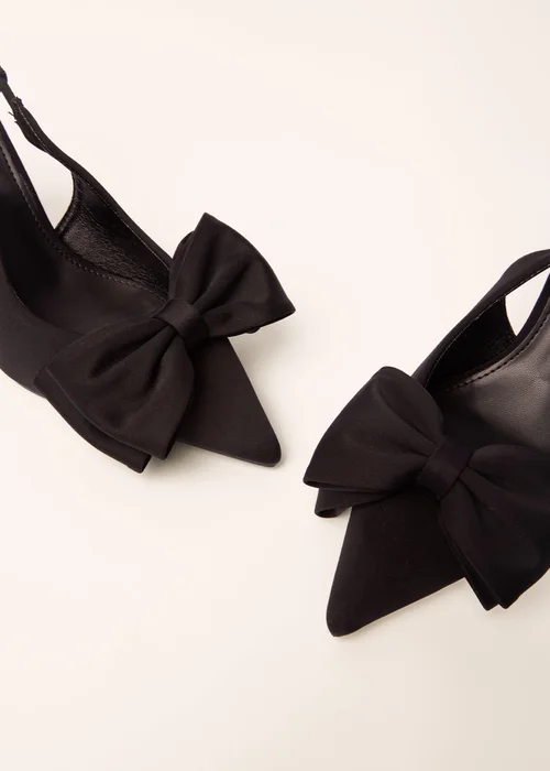 Blue Vanilla Black Bow Front Slingback Heels - 8 Image 3