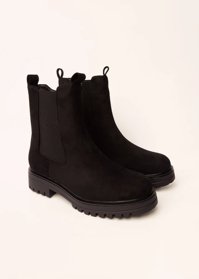 Blue Vanilla Black Chunky Suede Chelsea Boots