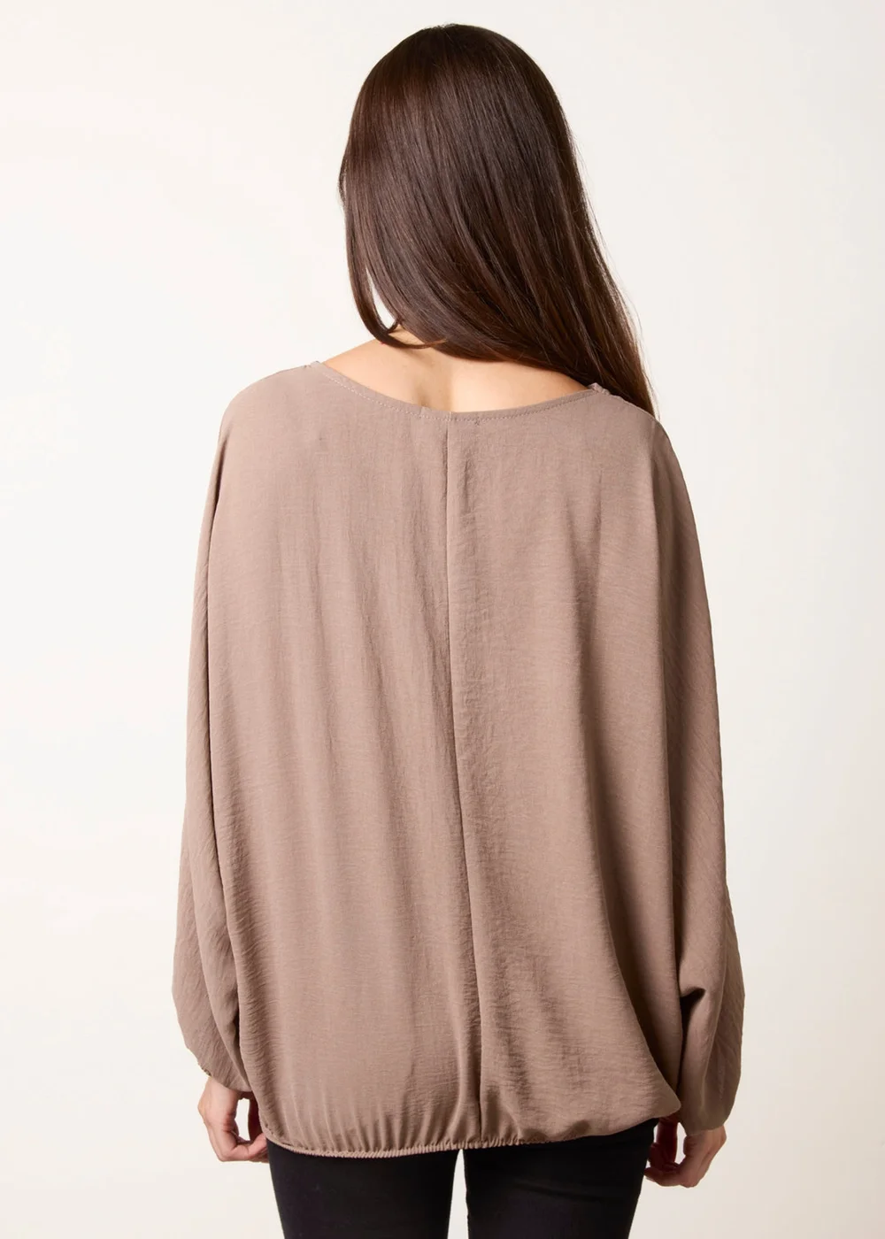 Blue Vanilla Beige Elasticated Batwing Necklace Jersey Top - One Size Image 4