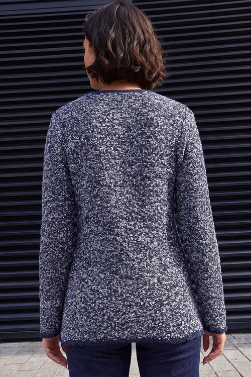 Roman Navy Textured Button Detail Knit Jumper - 20 Image 3
