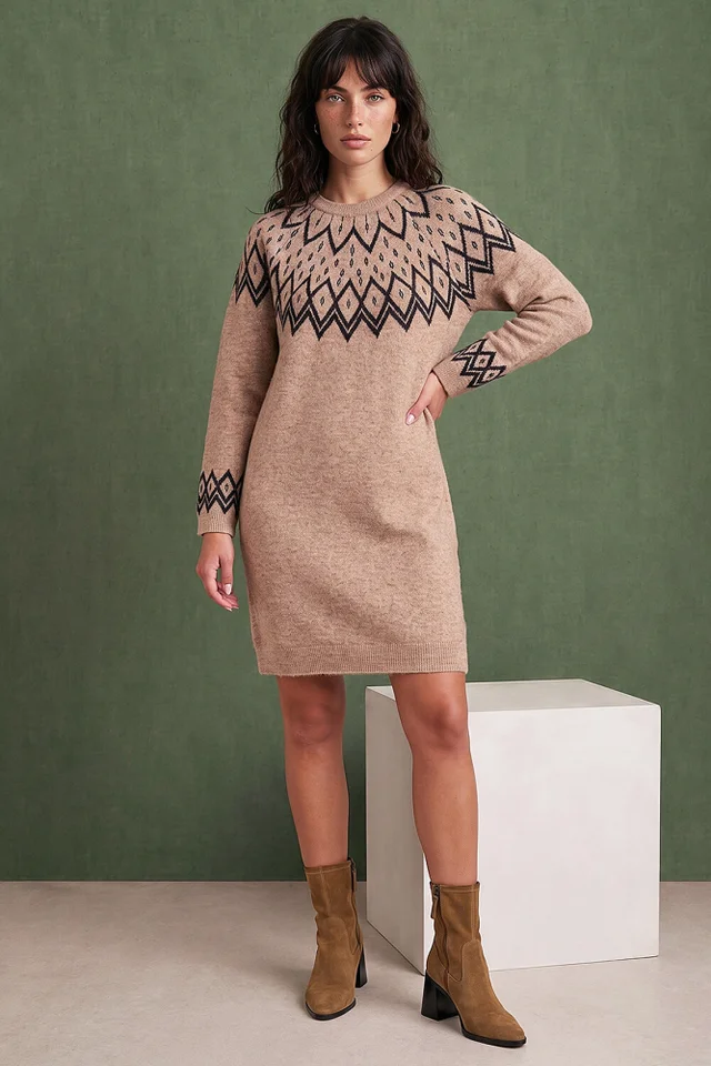 Roman Biscuit Fairisle knit dress