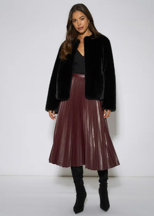 Gini London Black Short Faux Fur Jacket - M/L Image 1