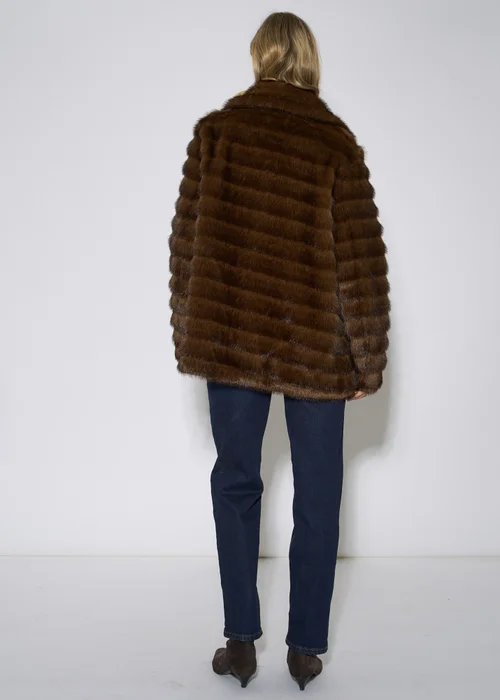 Gini London Brown 2 Tone Faux Fur Jacket - M/L Image 2