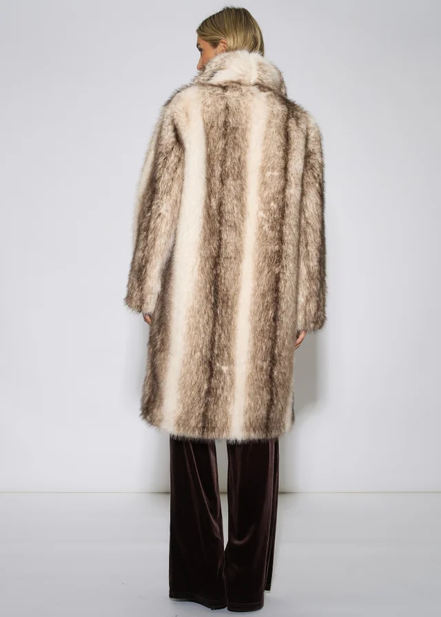 Gini London Multi Ombre Faux Fur Longline Jacket