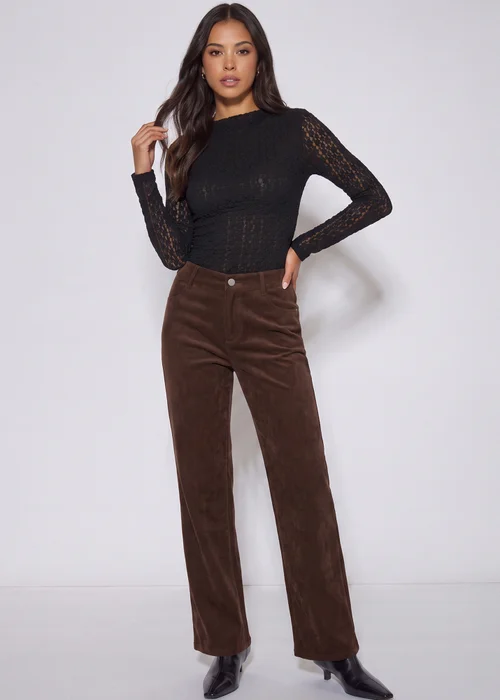 Gini London Brown Cord Straight Leg Trousers - 10 Image 1